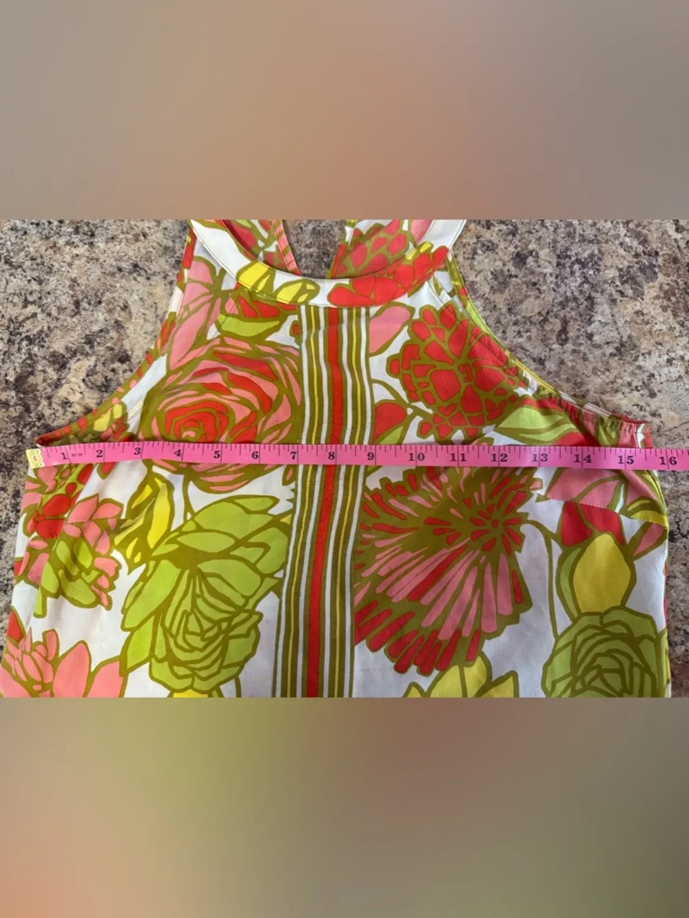 Trina Turk Retro Floral 100% Silk Halter Top - Picture 5 of 6